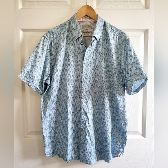 Ted Baker Blue Printed Button Down Shirt - Picture 2 of 12
